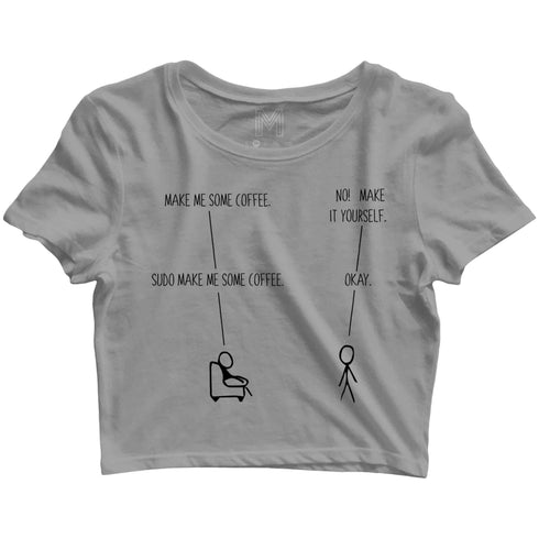 NERD GEEK Engineering Coding THE POWER OF SUDO LINUX Custom Printed Graphic Design Crop Top T-Shirt for Women