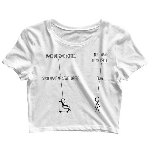 NERD GEEK Engineering Coding THE POWER OF SUDO LINUX Custom Printed Graphic Design Crop Top T-Shirt for Women