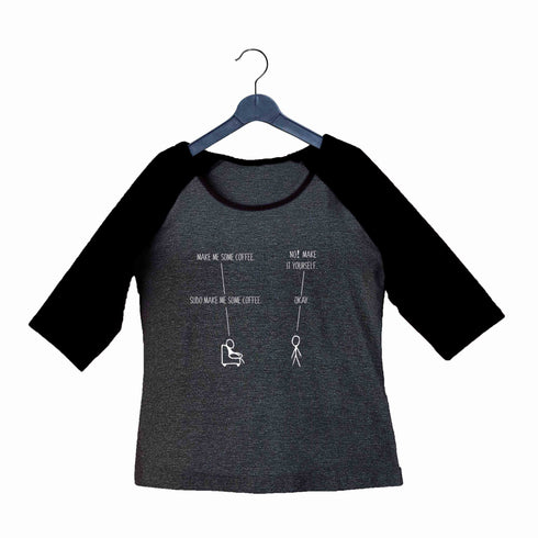 NERD GEEK Engineering Coding THE POWER OF SUDO LINUX Custom Printed Graphic Design Raglan T-Shirt for Women