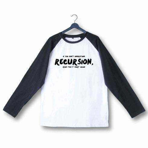 Coding Nerd Engineering RECURSION Custom Printed Graphic Design Raglan T-Shirt for Women