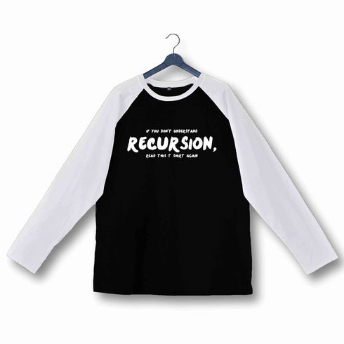 Coding Nerd Engineering RECURSION Custom Printed Graphic Design Raglan T-Shirt for Women