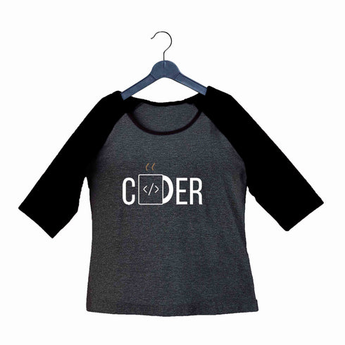Coding Nerd Engineering CODER Custom Printed Graphic Design Raglan T-Shirt for Women
