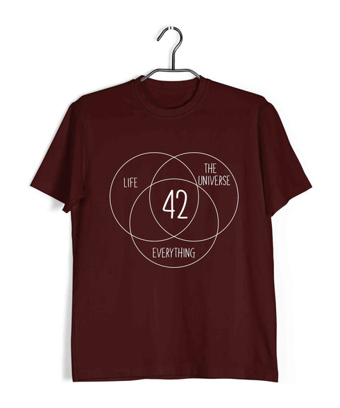 HITCHHIKERS GUIDE 42 MEANING OF LIFE Nerd Casual Graphic Printed T-Shirt for Men