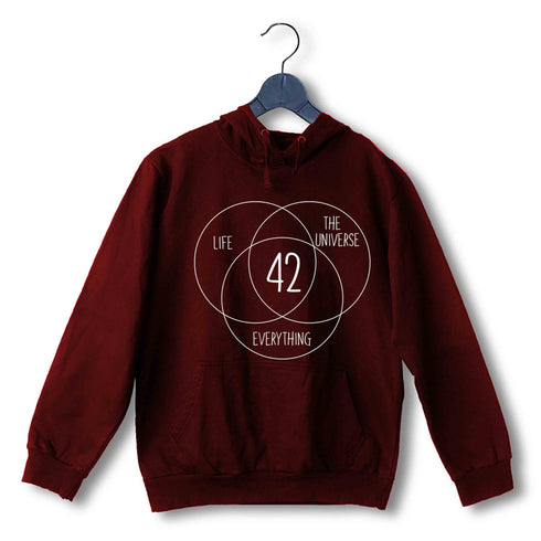 NERD GEEK Nerd HITCHHIKERS GUIDE 42 MEANING OF LIFE UNISEX HOODIE Sweatshirts