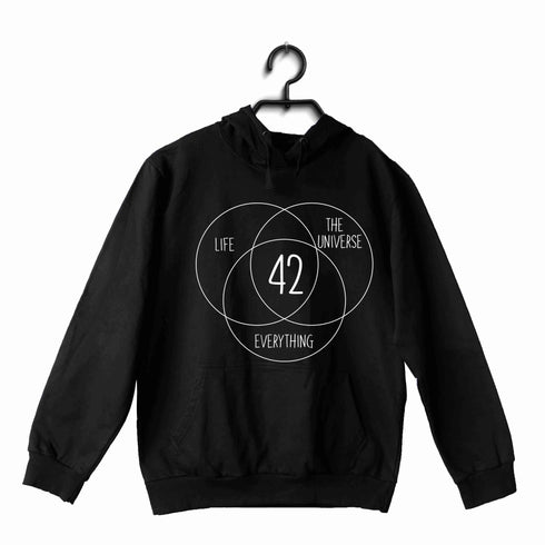 NERD GEEK Nerd HITCHHIKERS GUIDE 42 MEANING OF LIFE UNISEX HOODIE Sweatshirts