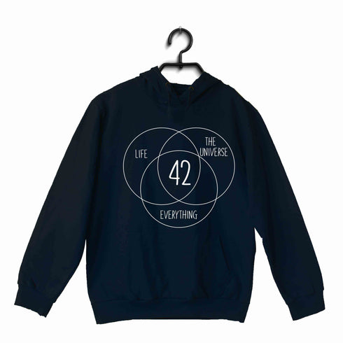 NERD GEEK Nerd HITCHHIKERS GUIDE 42 MEANING OF LIFE UNISEX HOODIE Sweatshirts