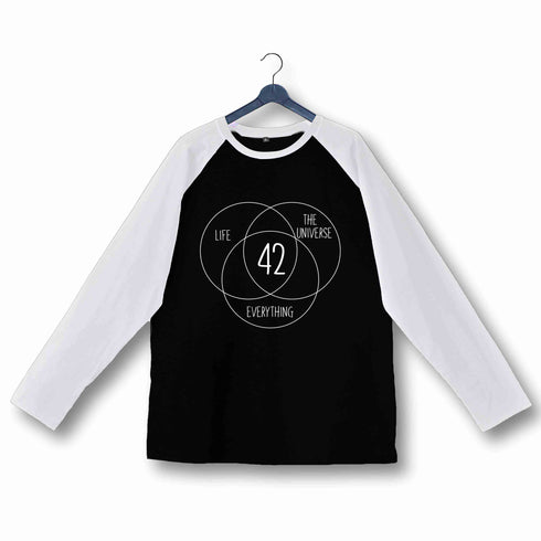 Nerd HITCHHIKERS GUIDE 42 MEANING OF LIFE Custom Printed Graphic Design Raglan T-Shirt for Women