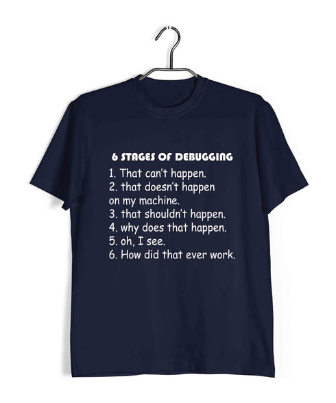Coding STAGES OF DEBUGGING Nerd Engineering Casual Graphic Printed T-Shirt for Men
