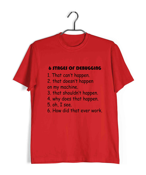 Coding STAGES OF DEBUGGING Nerd Engineering Casual Graphic Printed T-Shirt for Men