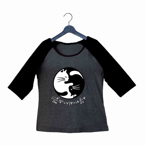 Nerd SCHRODINGERS EQUATION YIN YANG Custom Printed Graphic Design Raglan T-Shirt for Women