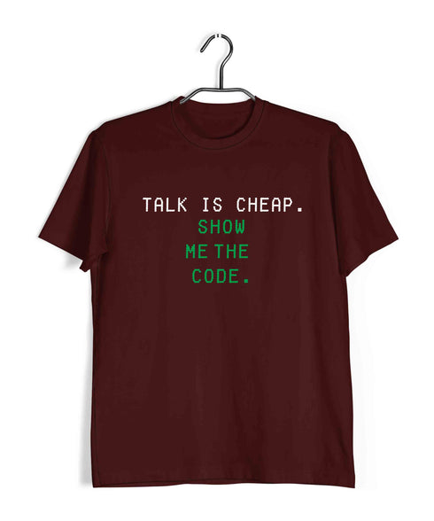 Coding TALK IS CHEAP. SHOW ME THE CODE Nerd Engineering Casual Graphic Printed T-Shirt for Men
