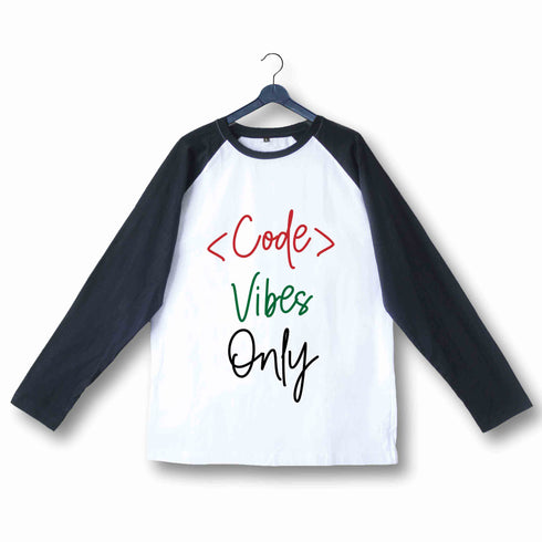 Coding Nerd Engineering CODE VIBES ONLY Custom Printed Graphic Design Raglan T-Shirt for Women