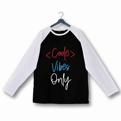 Coding Nerd Engineering CODE VIBES ONLY Custom Printed Graphic Design Raglan T-Shirt for Women
