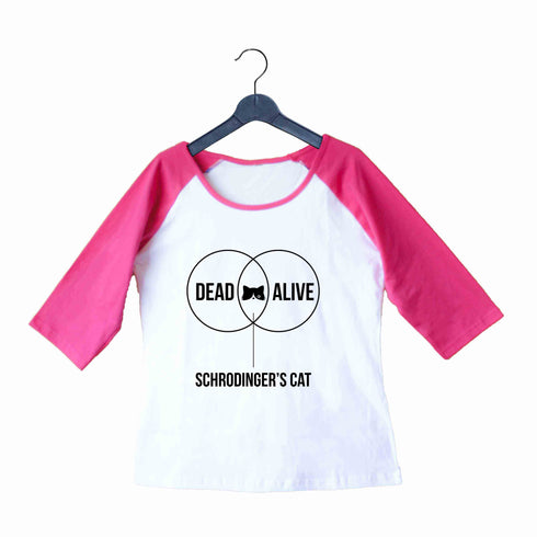 Coding Nerd Engineering SCHRODINGERS CAT VENN DIAGRAM Custom Printed Graphic Design Raglan T-Shirt for Women
