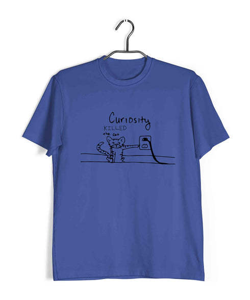 CURIOSITY KILLED THE CAT Nerd Wordplay Casual Graphic Printed T-Shirt for Men