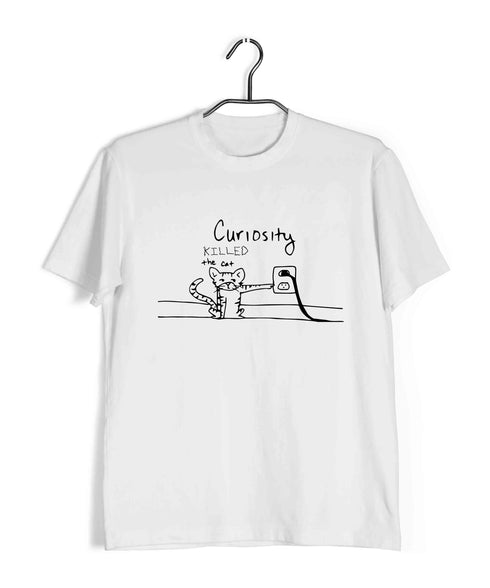 CURIOSITY KILLED THE CAT Nerd Wordplay Casual Graphic Printed T-Shirt for Men