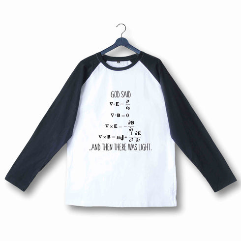 Nerd PHYSICS MAXWELLS EQUATIONS Custom Printed Graphic Design Raglan T-Shirt for Women