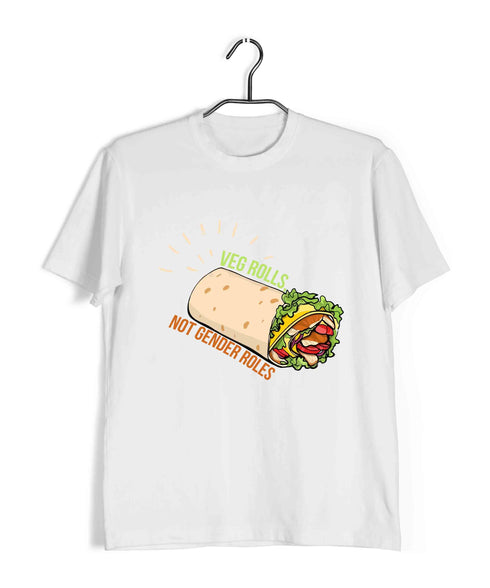 Feminism VEG ROLLS NOT GENDER ROLES Feminista Wordplay Casual Graphic Printed T-Shirt for Men