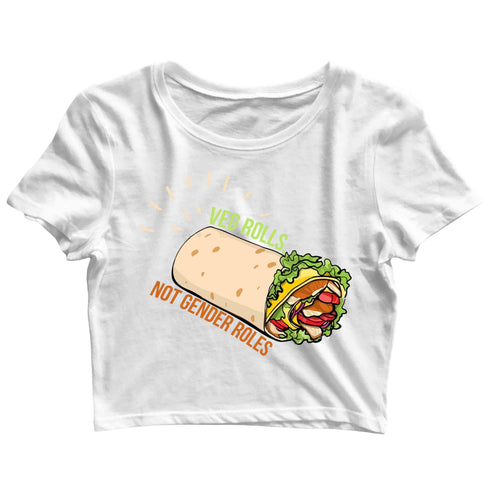 Feminism VEG ROLLS NOT GENDER ROLES Feminista Wordplay Casual Graphic Printed T-Shirt for Men