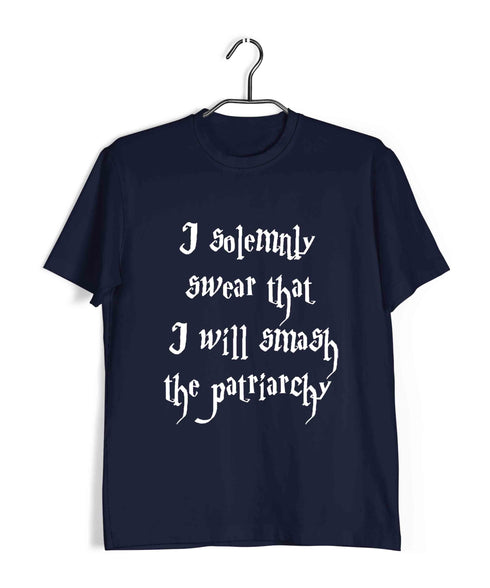 Feminista Feminism SOLEMNLY SMASH THE PATRIARCHY Custom Printed Graphic Design T-Shirt for Women