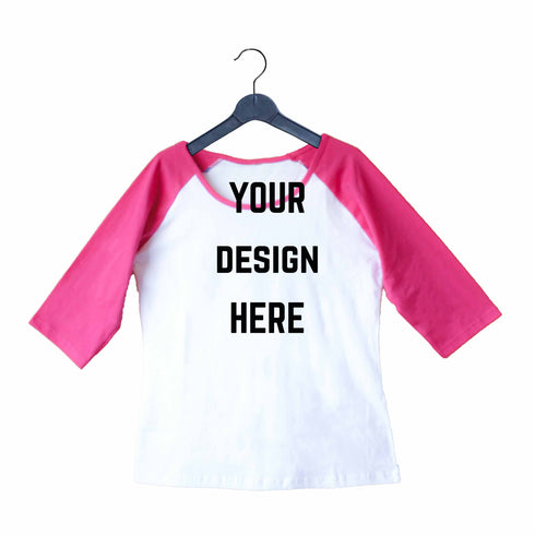 Aaramkhor Customized Design Your Own or Personalized Photo Printed Design Your Own Custom Merchandise summer-22 Womens Raglan Tshirts