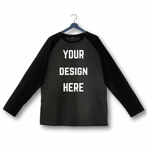 Aaramkhor Customized Design Your Own or Personalized Photo Printed Design Your Own Custom Merchandise summer-22 Men Raglan Full Sleeve Tshirt
